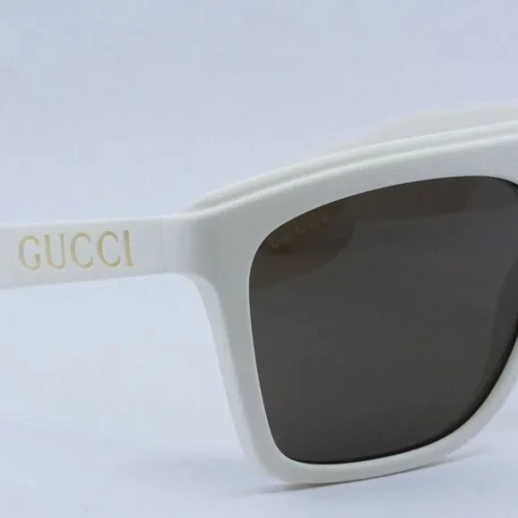 🕶️ New Gucci GG1570S 003 Sunglasses - Matte White Frame, Brown Lenses